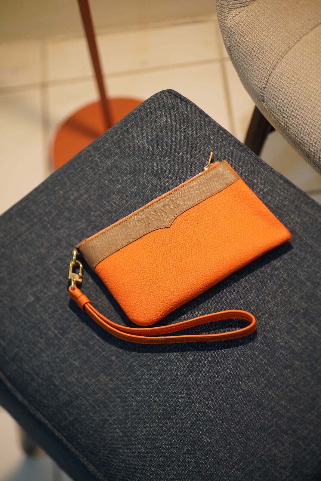Three leather card holders in different colours